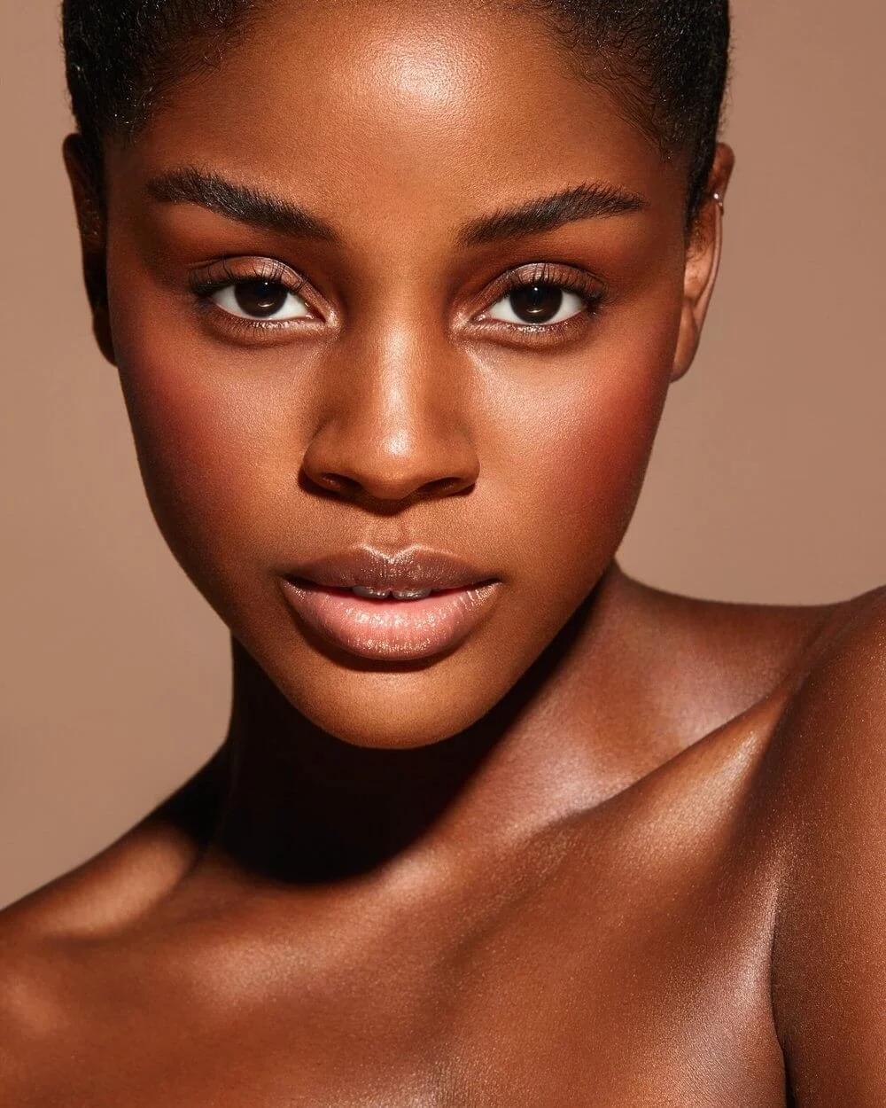 Close-up portrait of radiant, glowing skin
